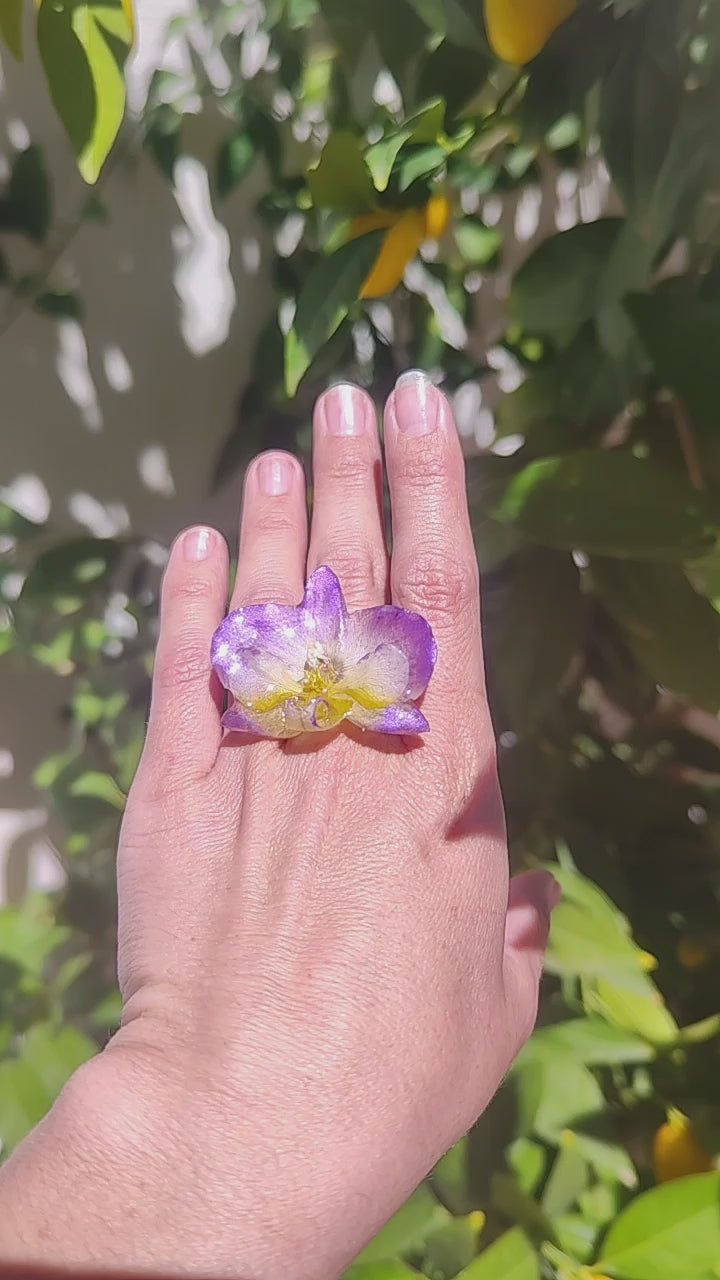Anillo de orquídea real resinada
