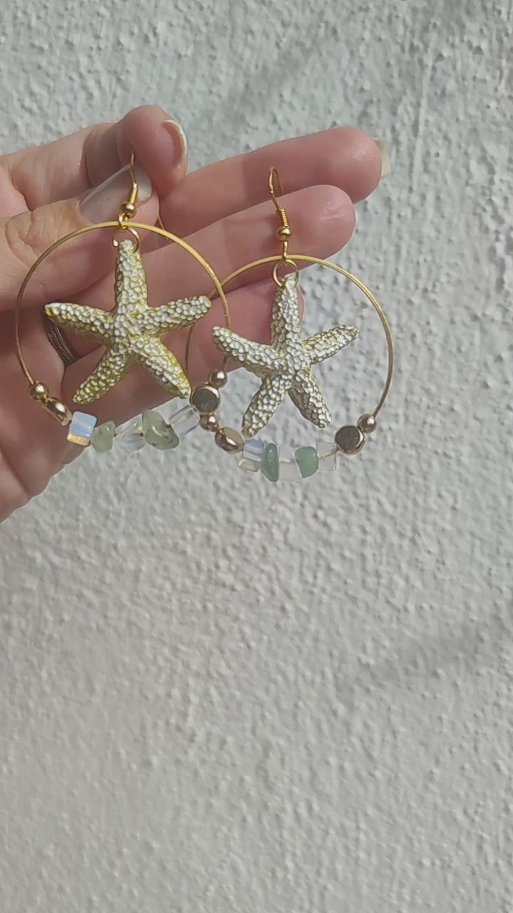 Pendientes de estrellas y piedras naturales