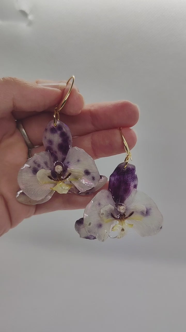 Pendientes de orquídeas reales