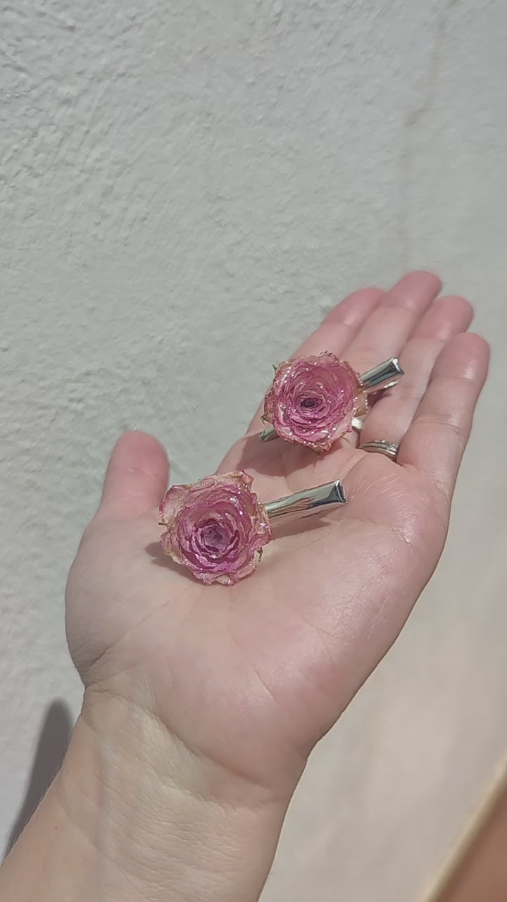 Horquillas de rosas reales resinadas