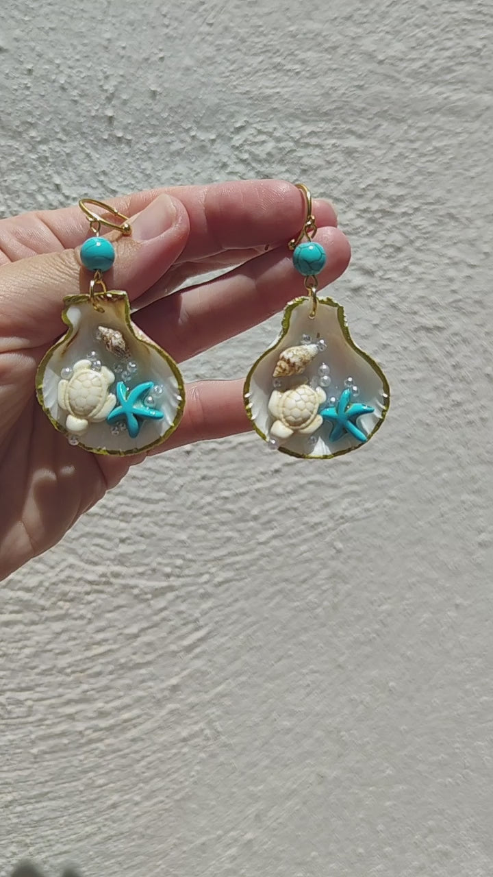 Pendientes artesanos para verano con concha natural