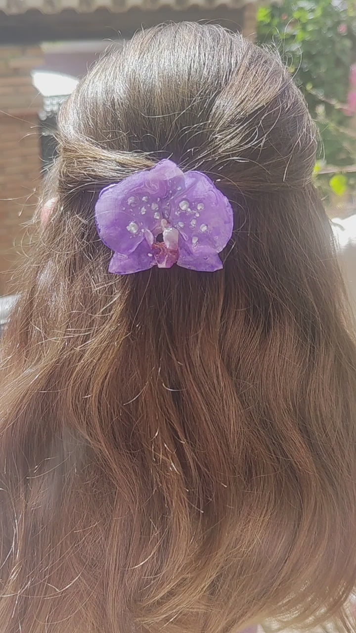 Clip de pelo de orquídea real