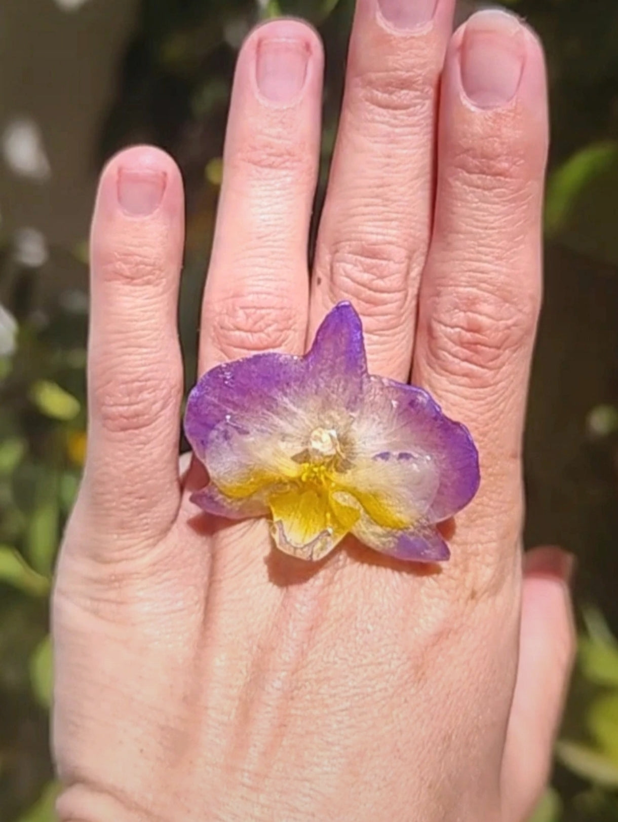Anillo de orquídea real resinada