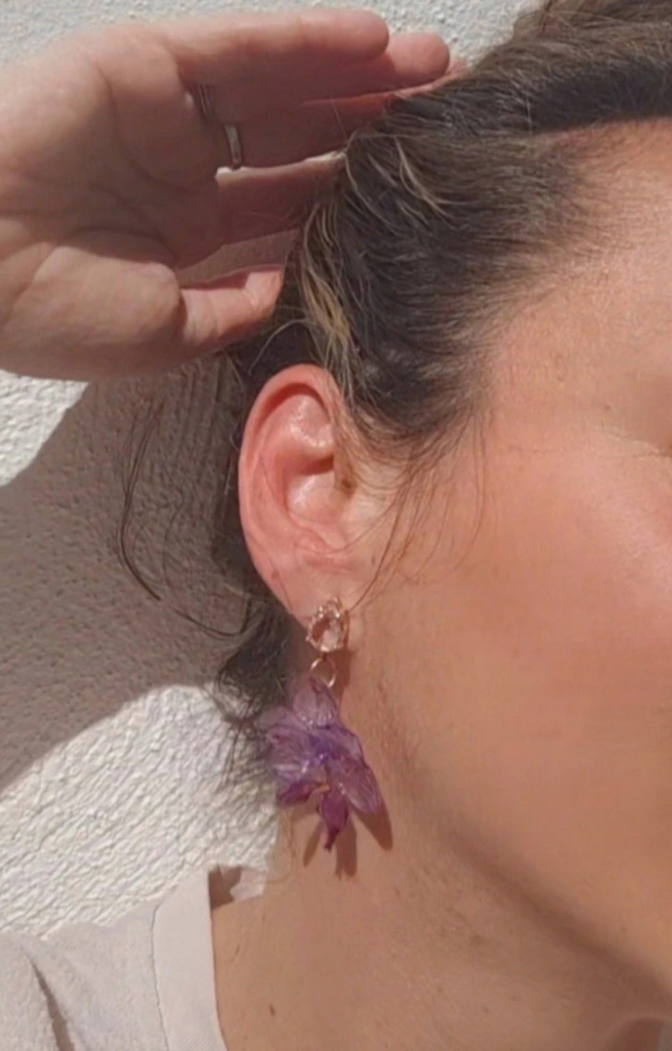 Pendientes de orquídea auténtica, joyería de resina hecha a mano, pendientes florales colgantes para mujer, regalo botánico