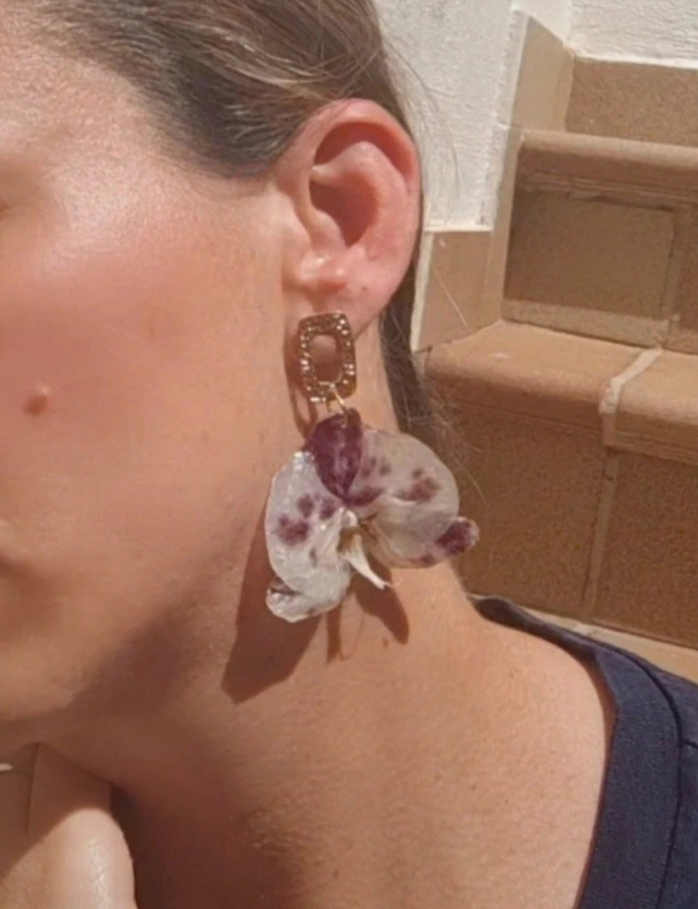 Pendientes de orquídea  auténtica, joyería de resina hecha a mano, pendientes florales colgantes para mujer, regalo botánico