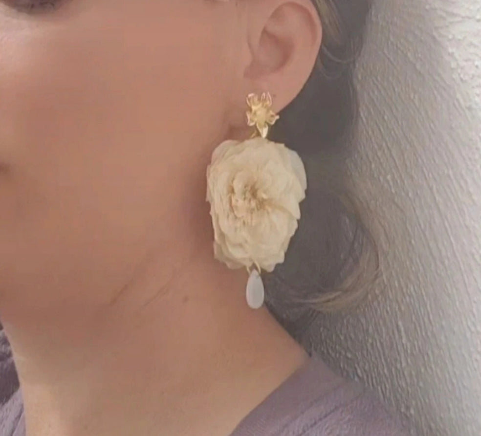 Pendientes de rosas reales resinadas
