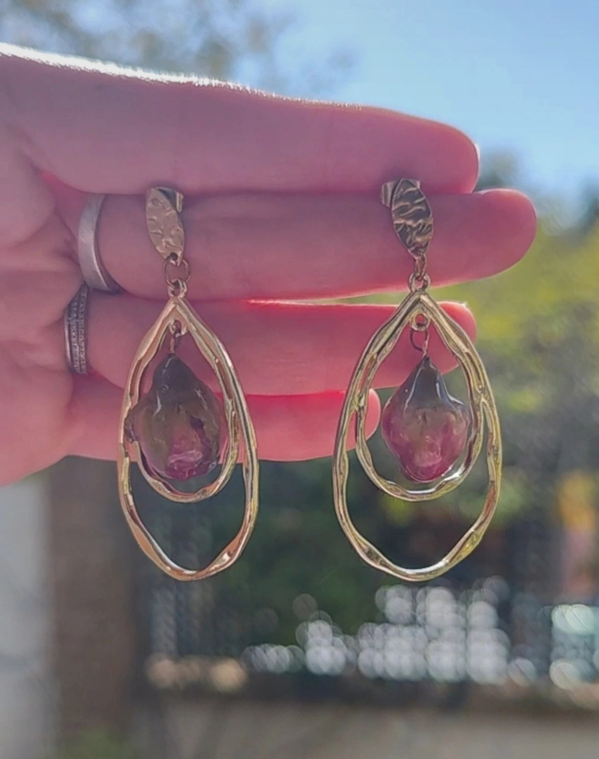 Pendientes de mini rosas reales