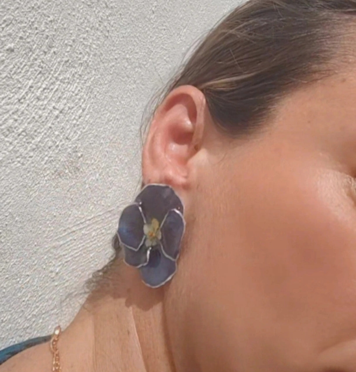 Pendientes artesanos de pensamientos reales resinados