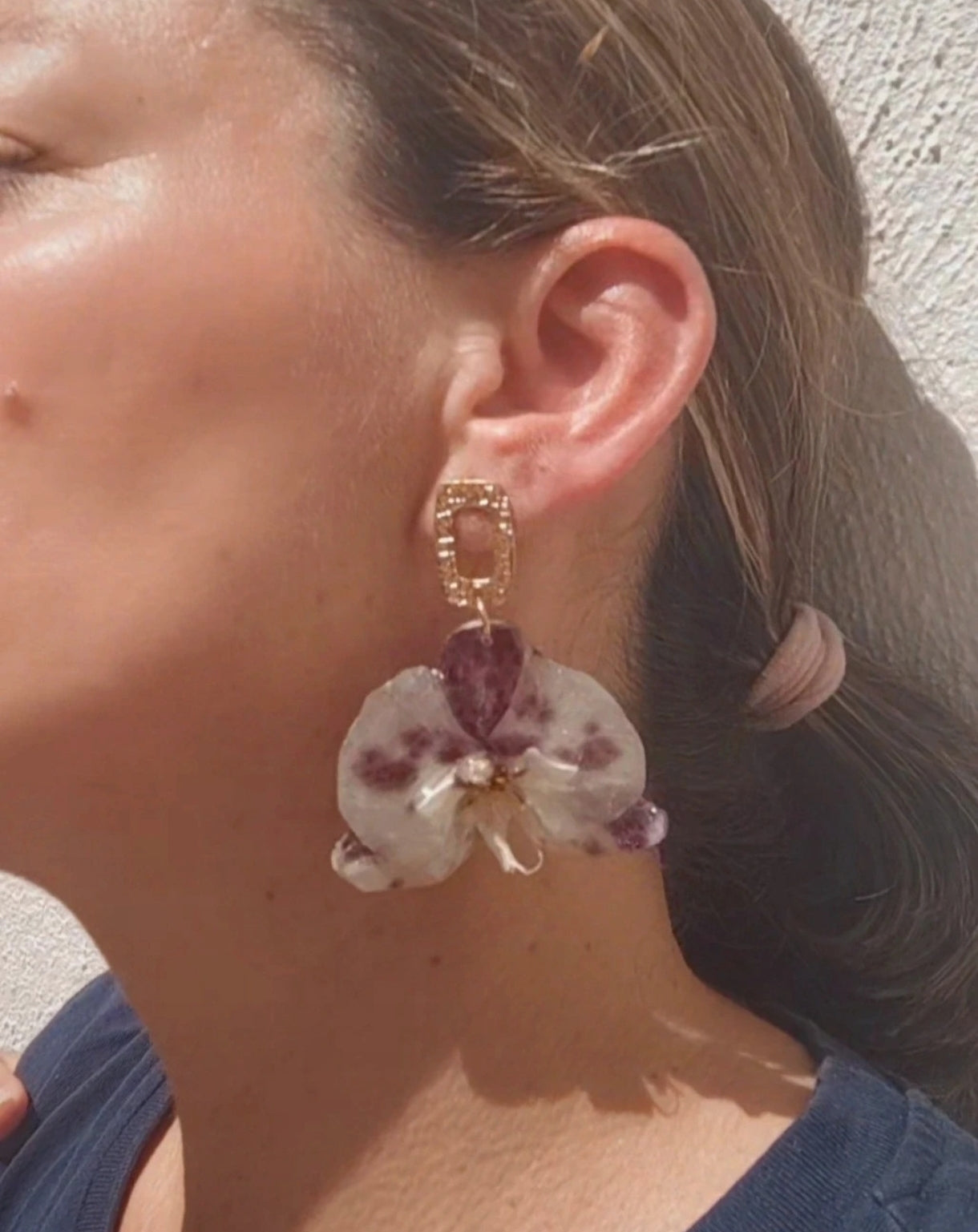Pendientes de orquídea  auténtica, joyería de resina hecha a mano, pendientes florales colgantes para mujer, regalo botánico