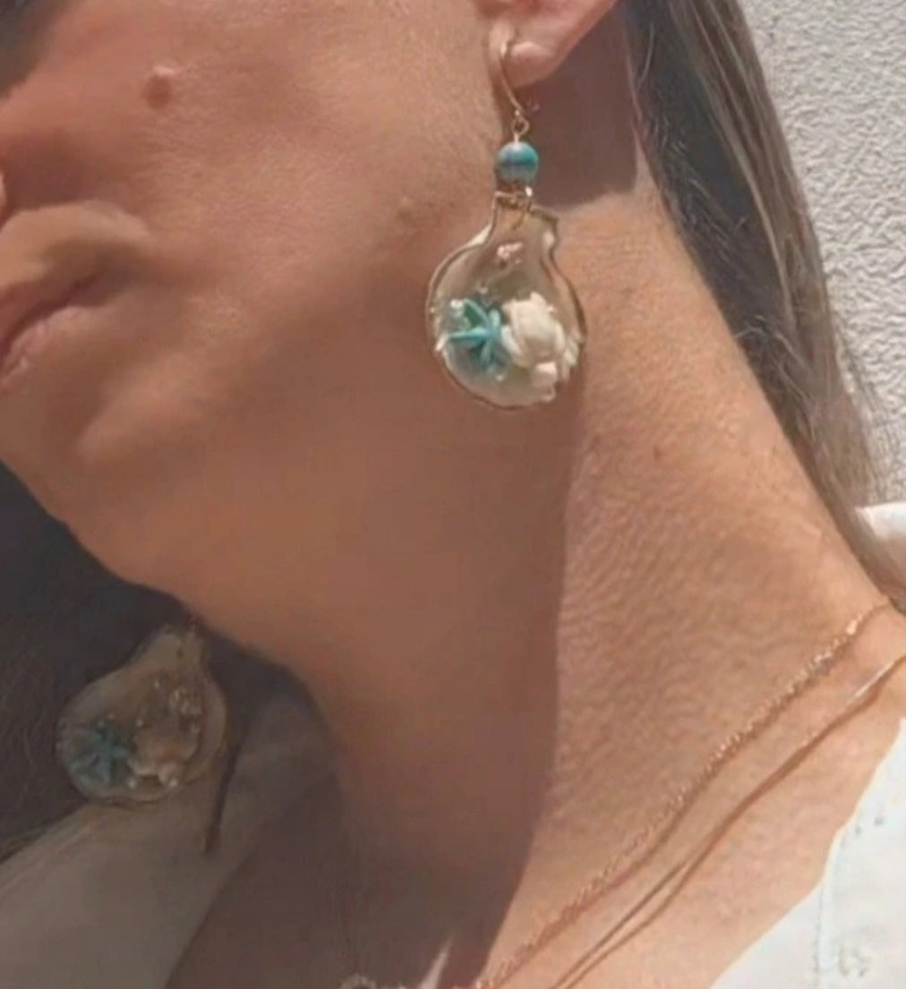 Pendientes artesanos para verano con concha natural