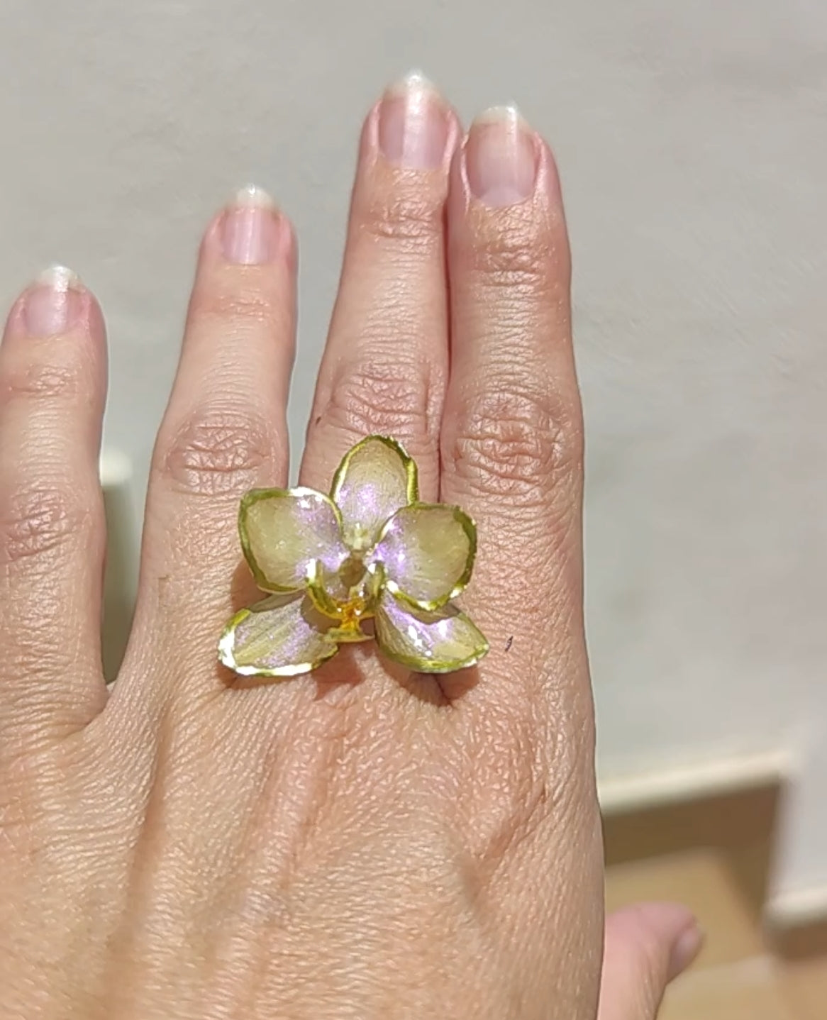 Anillo de orquídea real resinada