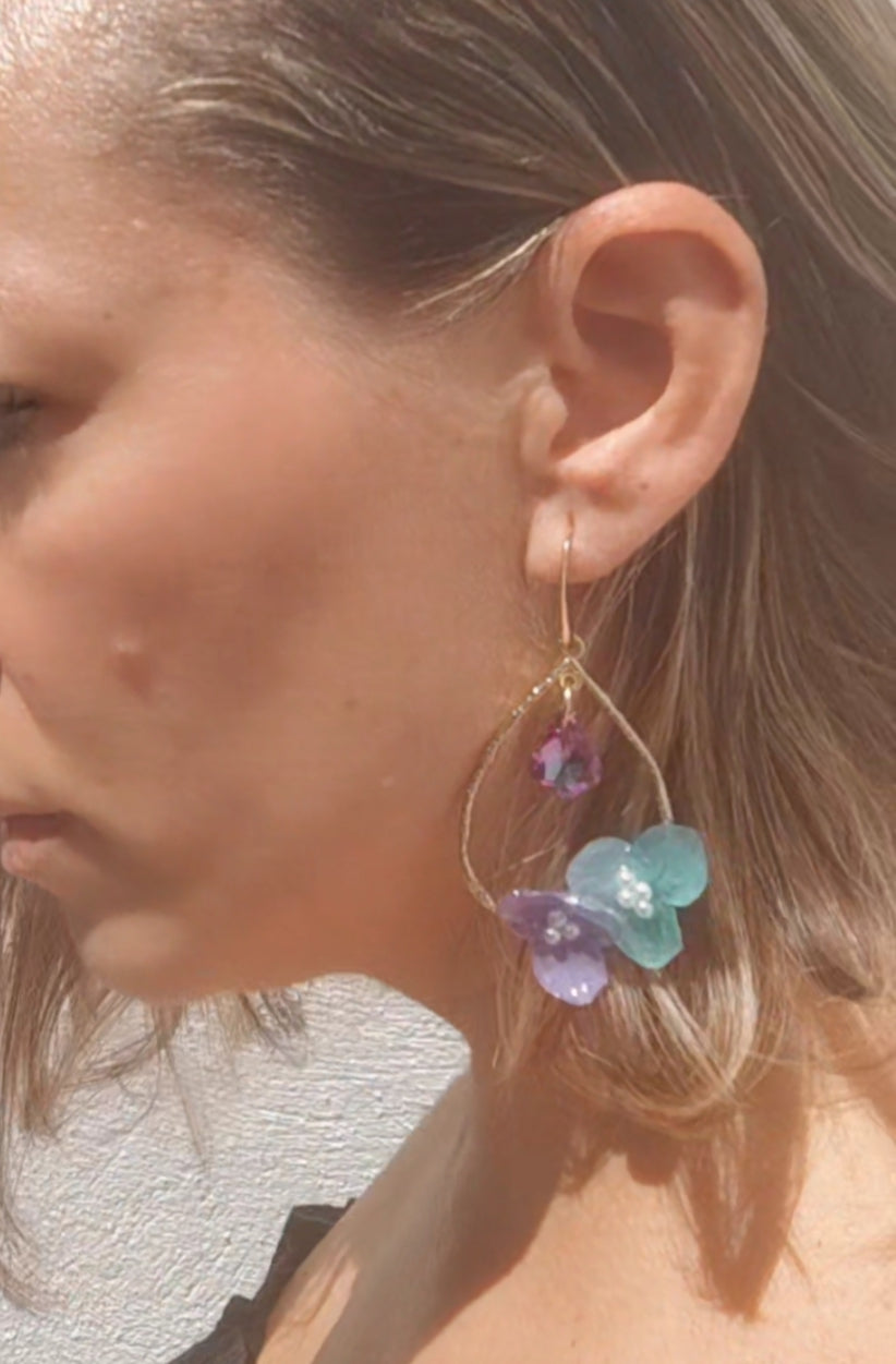 Pendientes con hortensias auténticas