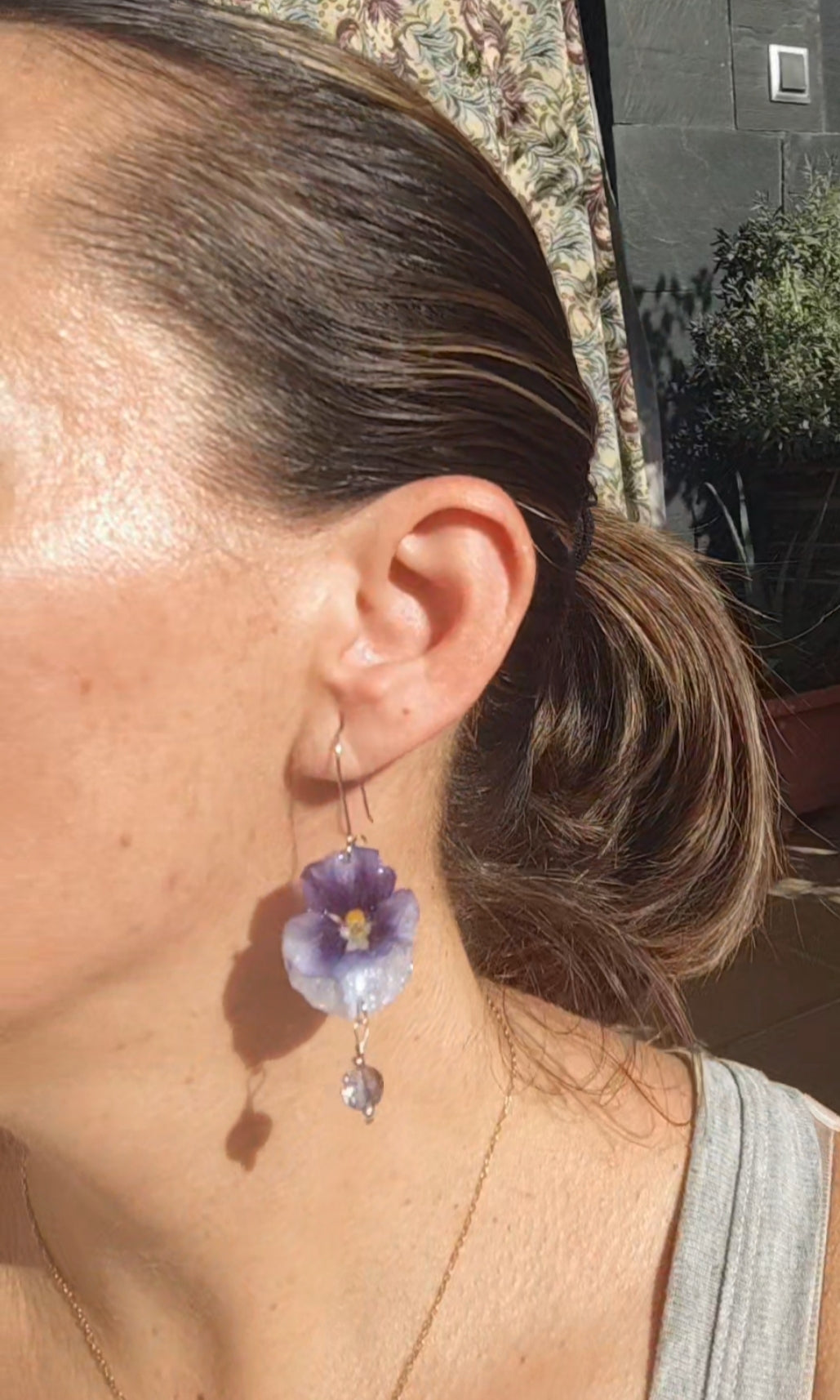 Pendientes de mini pensamientos auténticos resinados