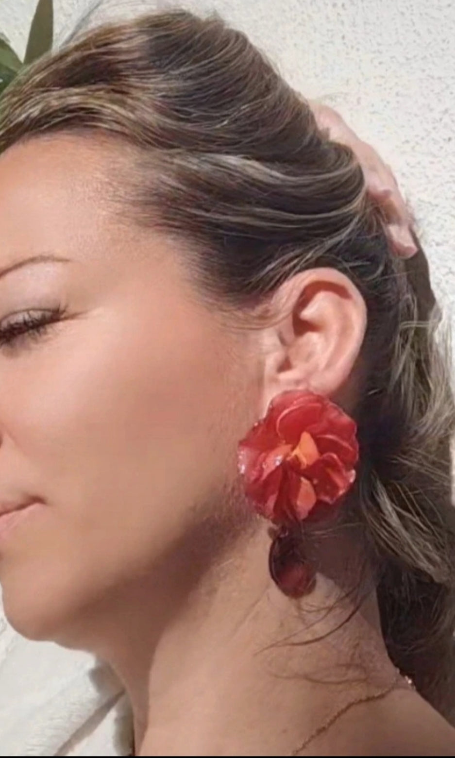 Pendientes de rosas reales resinadas