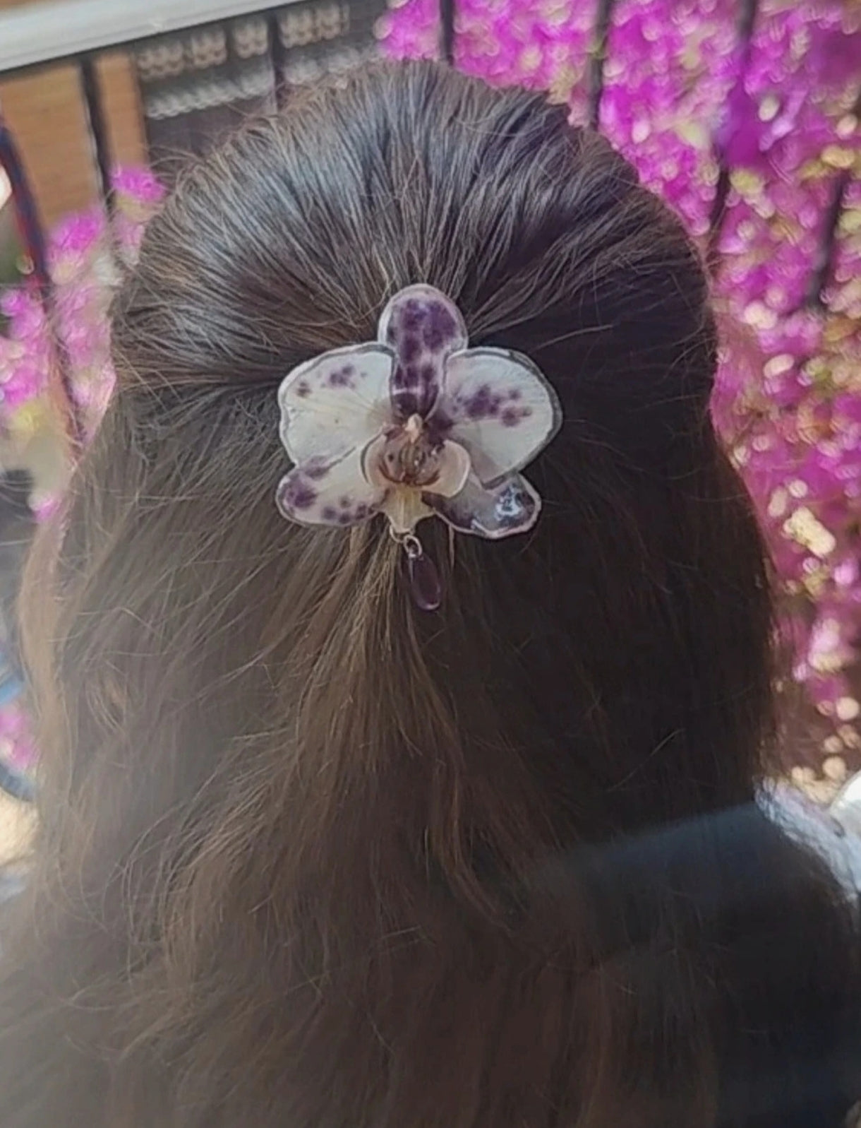 Pasador de pelo de orquídea auténtica resinada