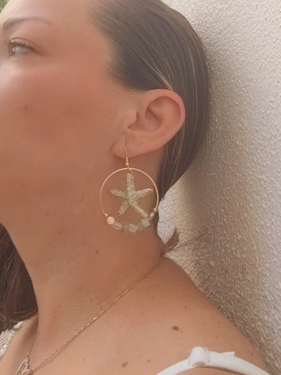 Pendientes de estrellas y piedras naturales
