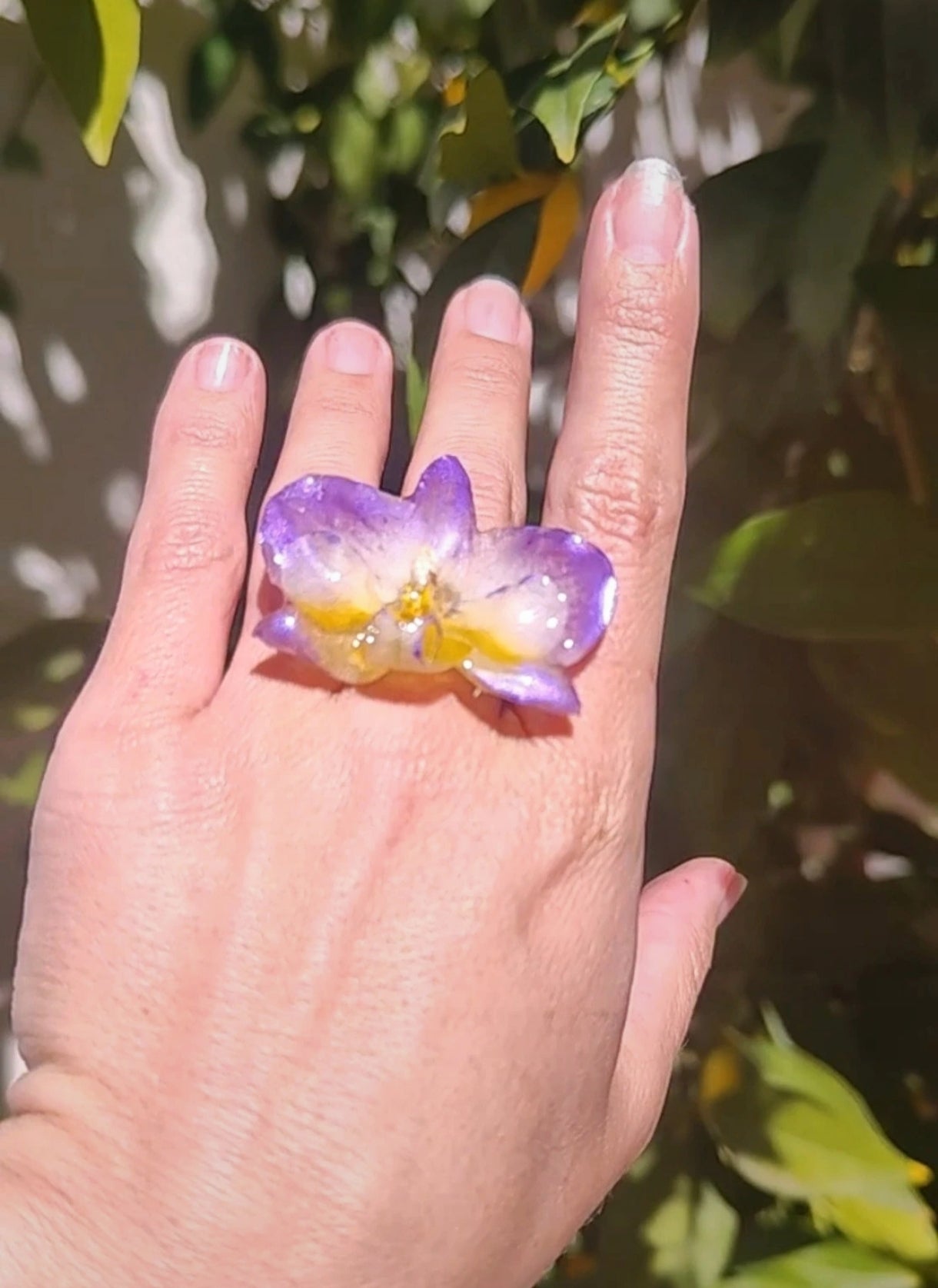 Anillo de orquídea real resinada