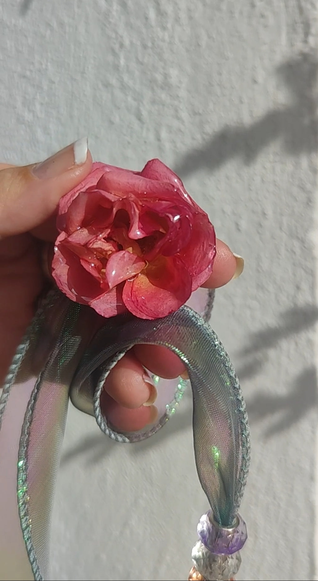 Collar de rosa real resinada