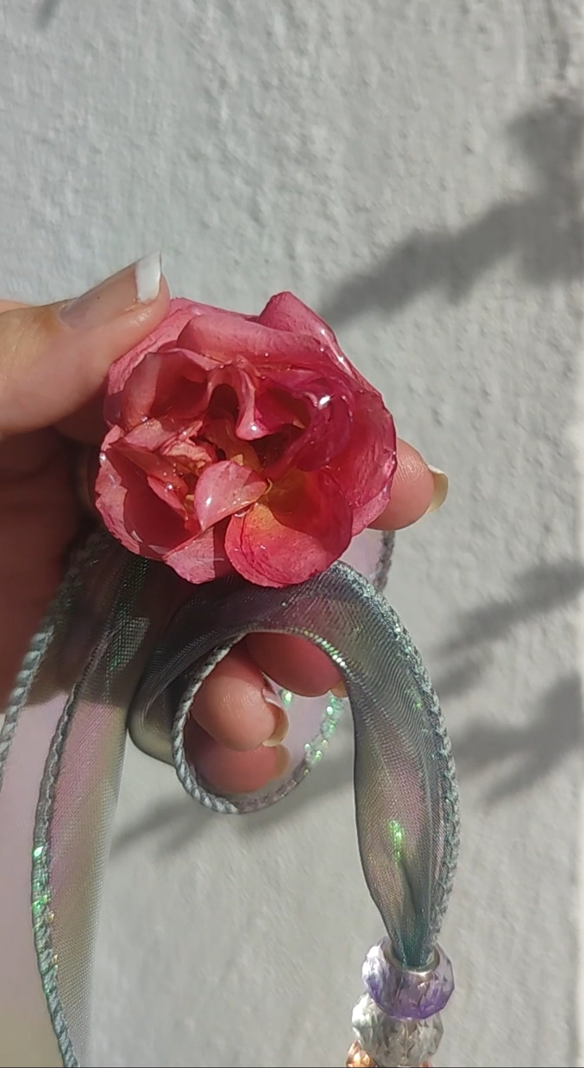 Collar de rosa real resinada