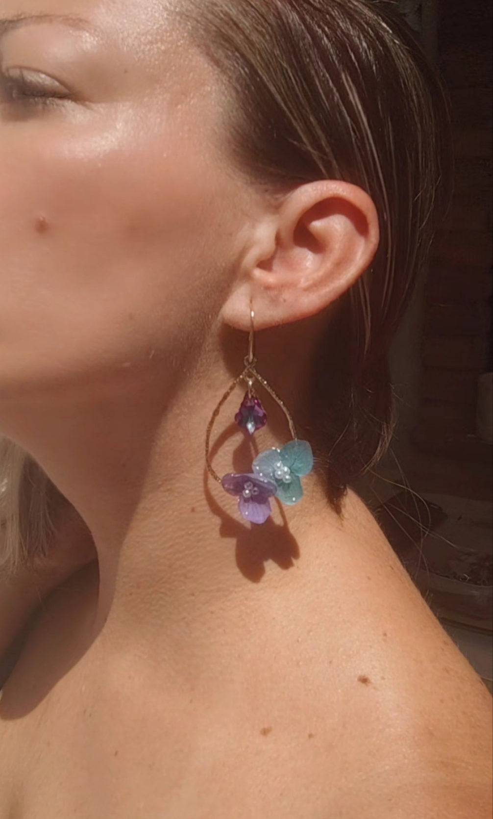Pendientes con hortensias auténticas