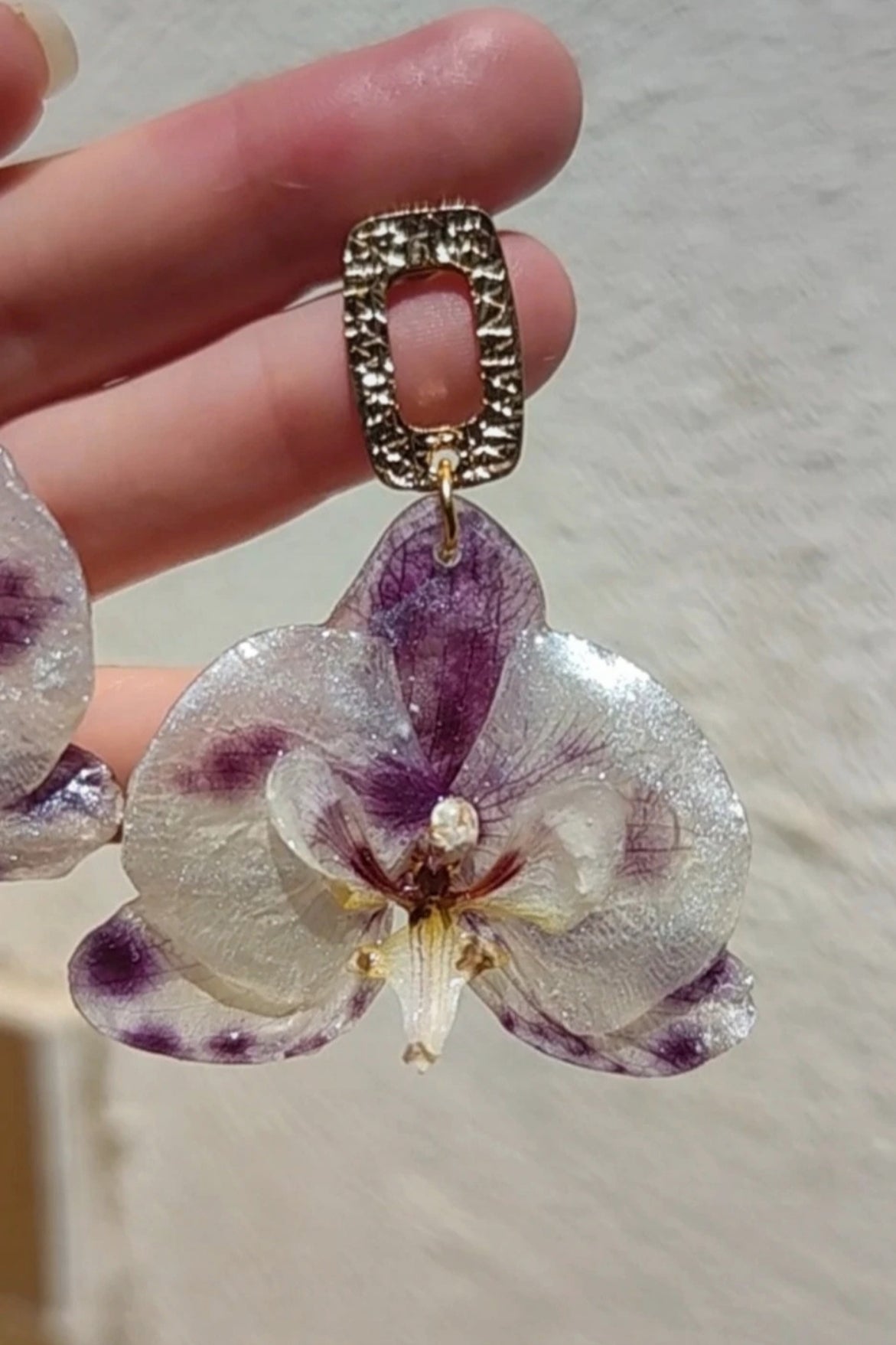 Pendientes de orquídea  auténtica, joyería de resina hecha a mano, pendientes florales colgantes para mujer, regalo botánico