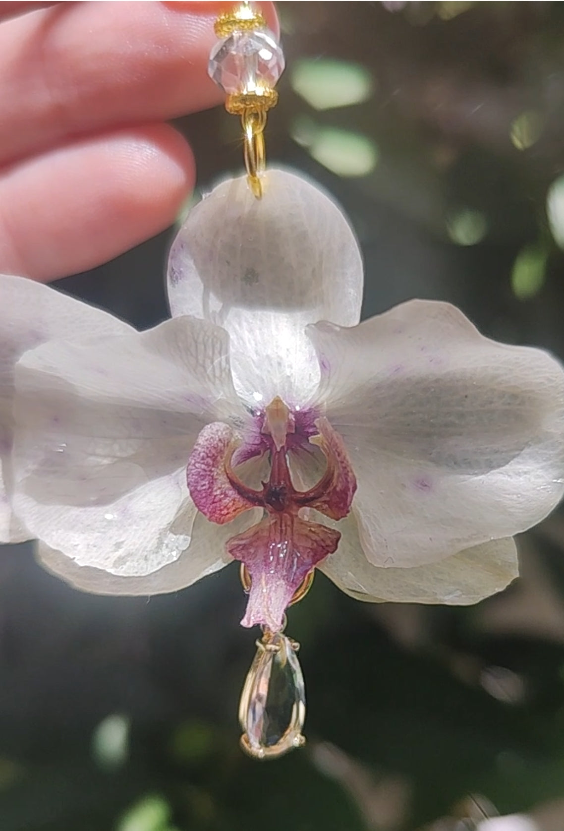 Pendientes de orquídeas auténticas • En acero inoxidable. Joyería floral hecha a mano • Aros con diseño botánico • Pendientes naturales • Regalo floral excepcional • Joyería cottagecore