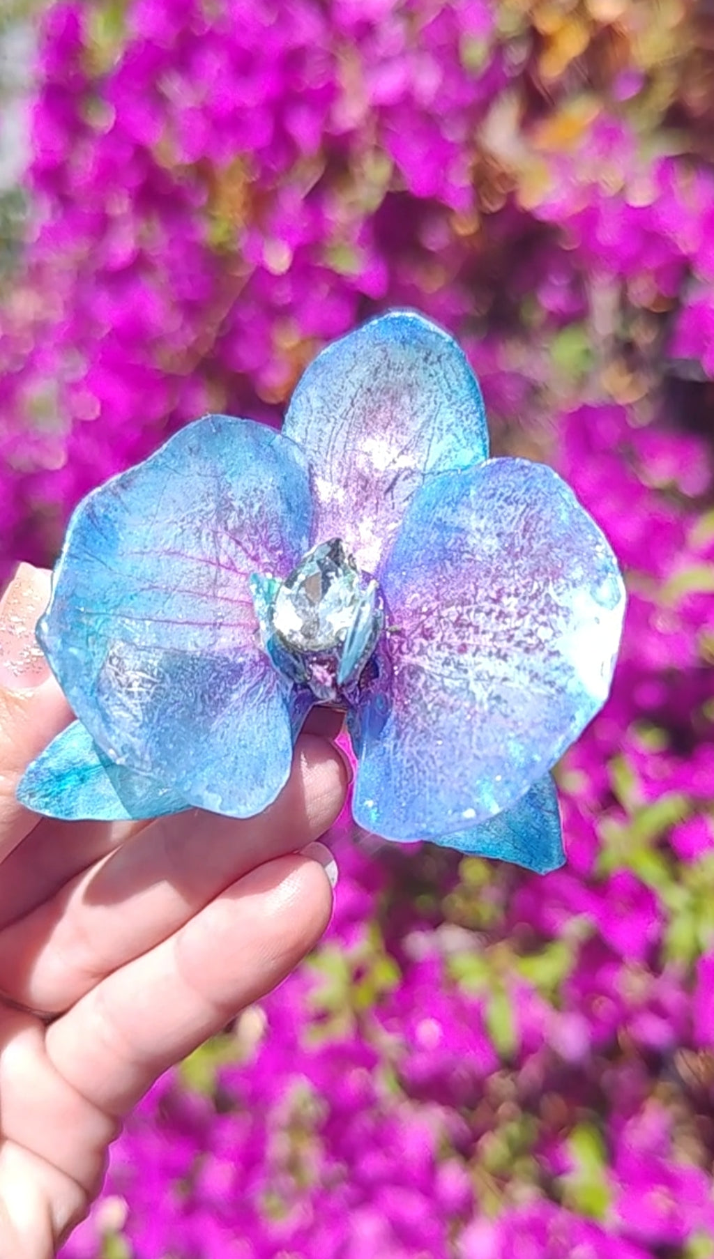 Clip de pelo de orquídea real resinada