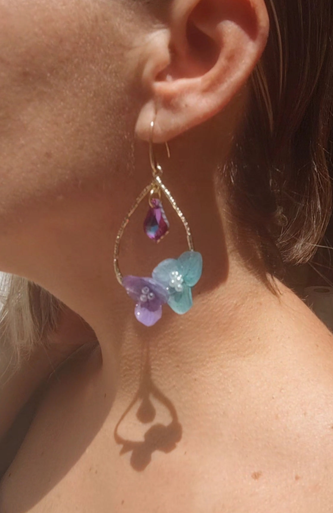 Pendientes con hortensias auténticas