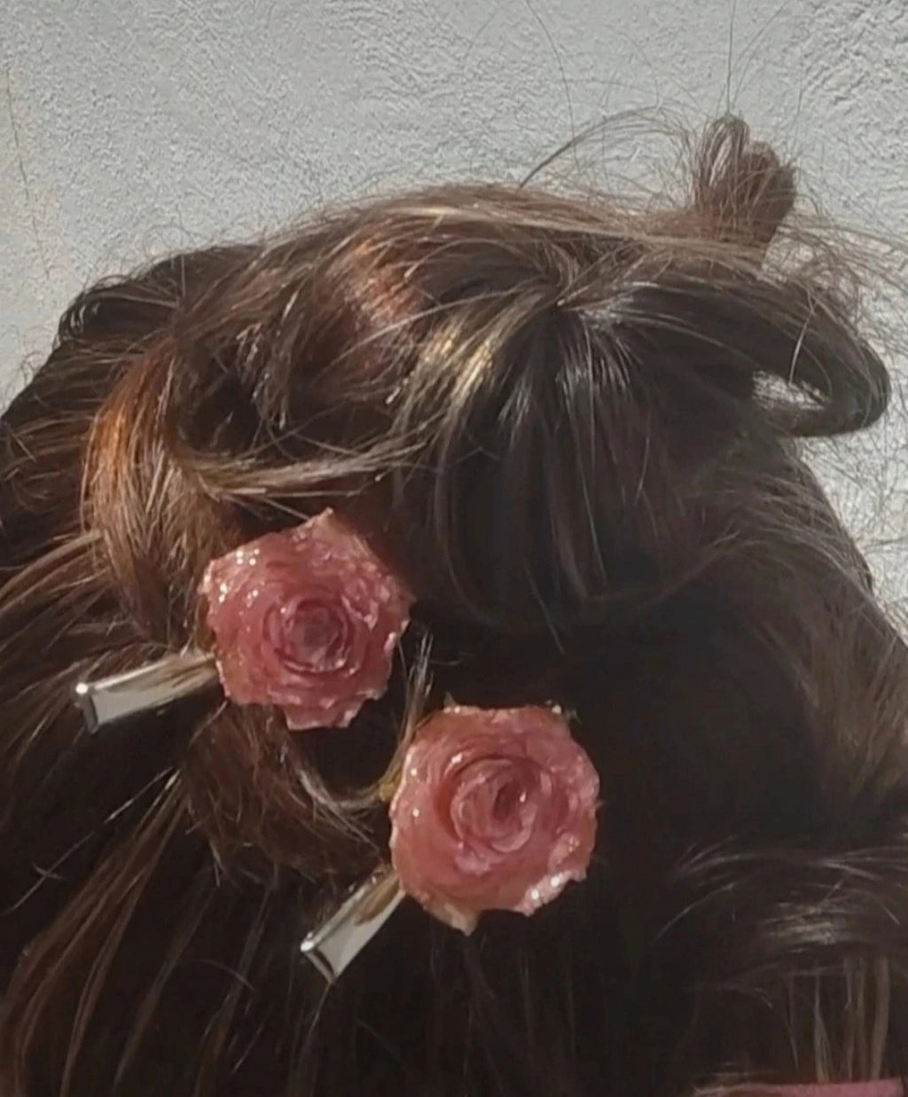 Horquillas de rosas reales resinadas