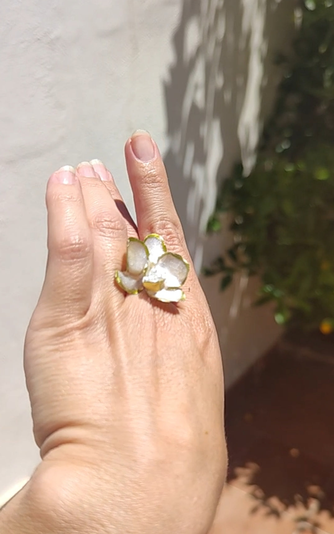 Anillo de mini orquídea real resinada