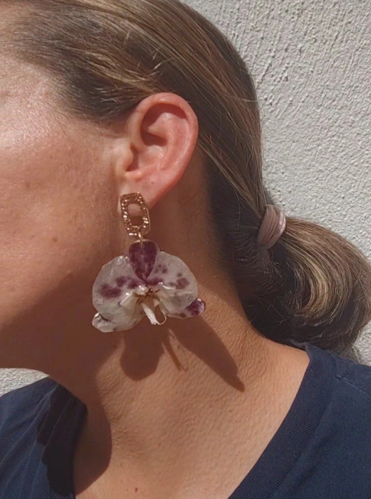 Pendientes de orquídea  auténtica, joyería de resina hecha a mano, pendientes florales colgantes para mujer, regalo botánico