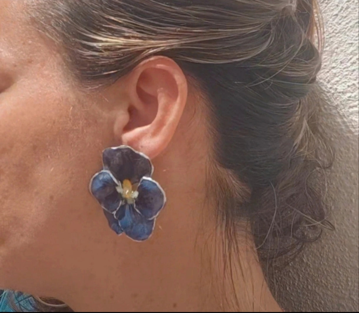 Pendientes artesanos de pensamientos reales resinados