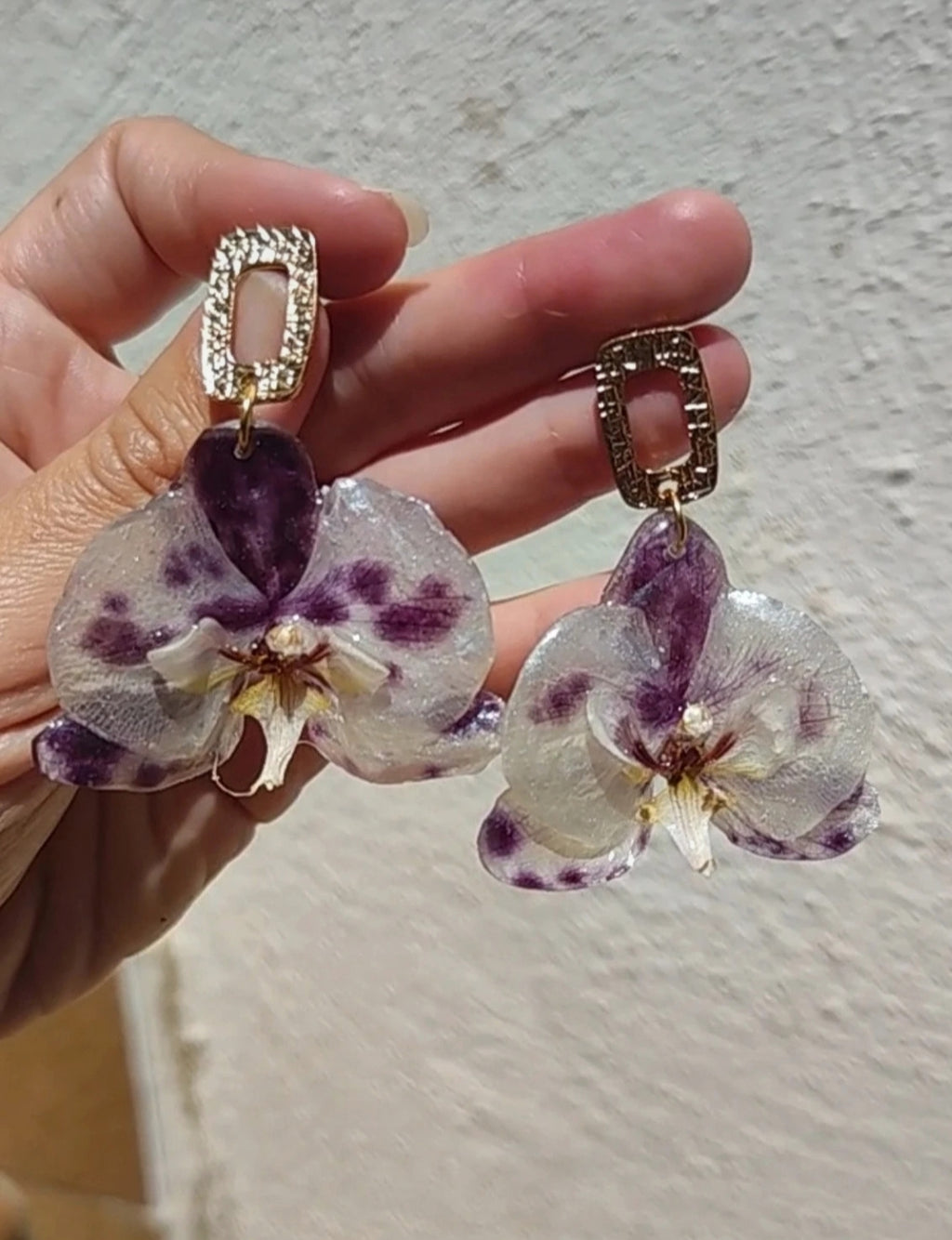 Pendientes de orquídea  auténtica, joyería de resina hecha a mano, pendientes florales colgantes para mujer, regalo botánico