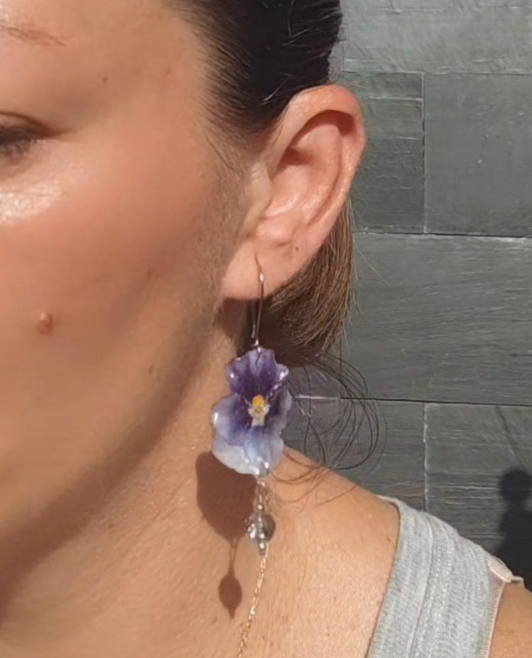 Pendientes de mini pensamientos auténticos resinados