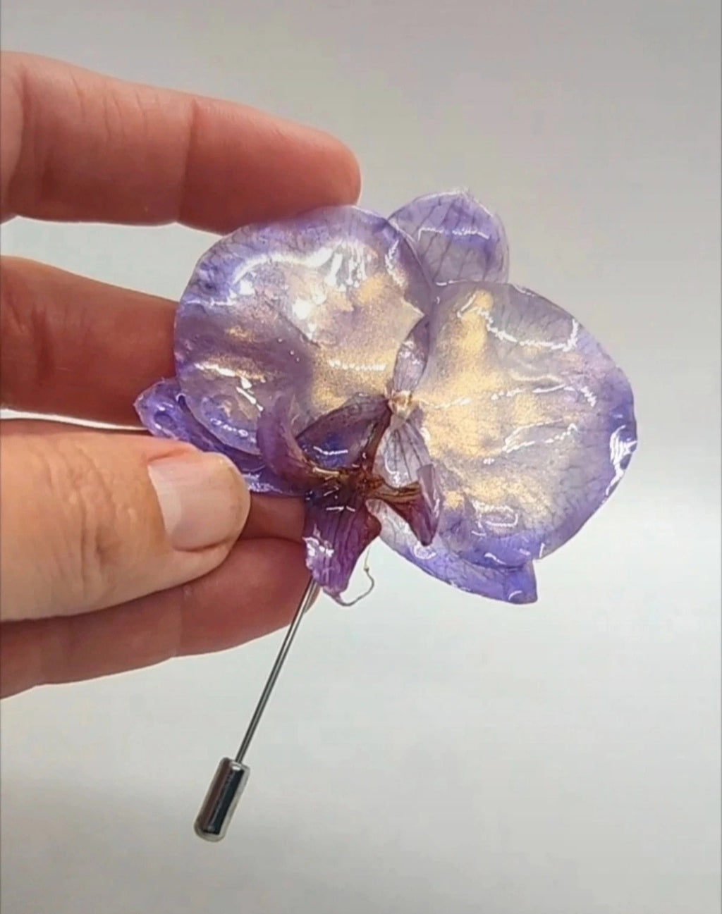 Alfiler de orquídea real resinada