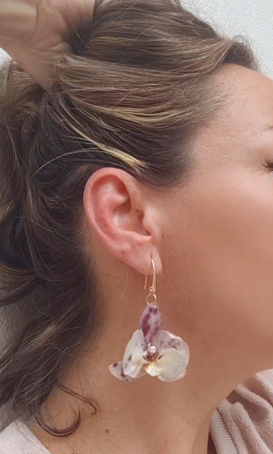 Pendientes de orquídeas reales