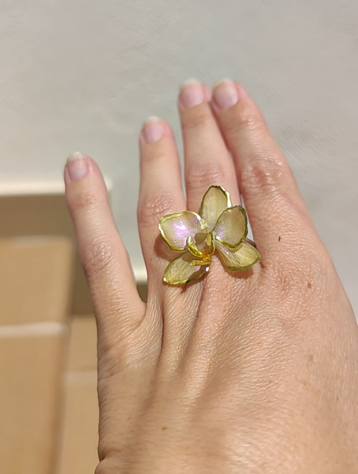 Anillo de orquídea real resinada