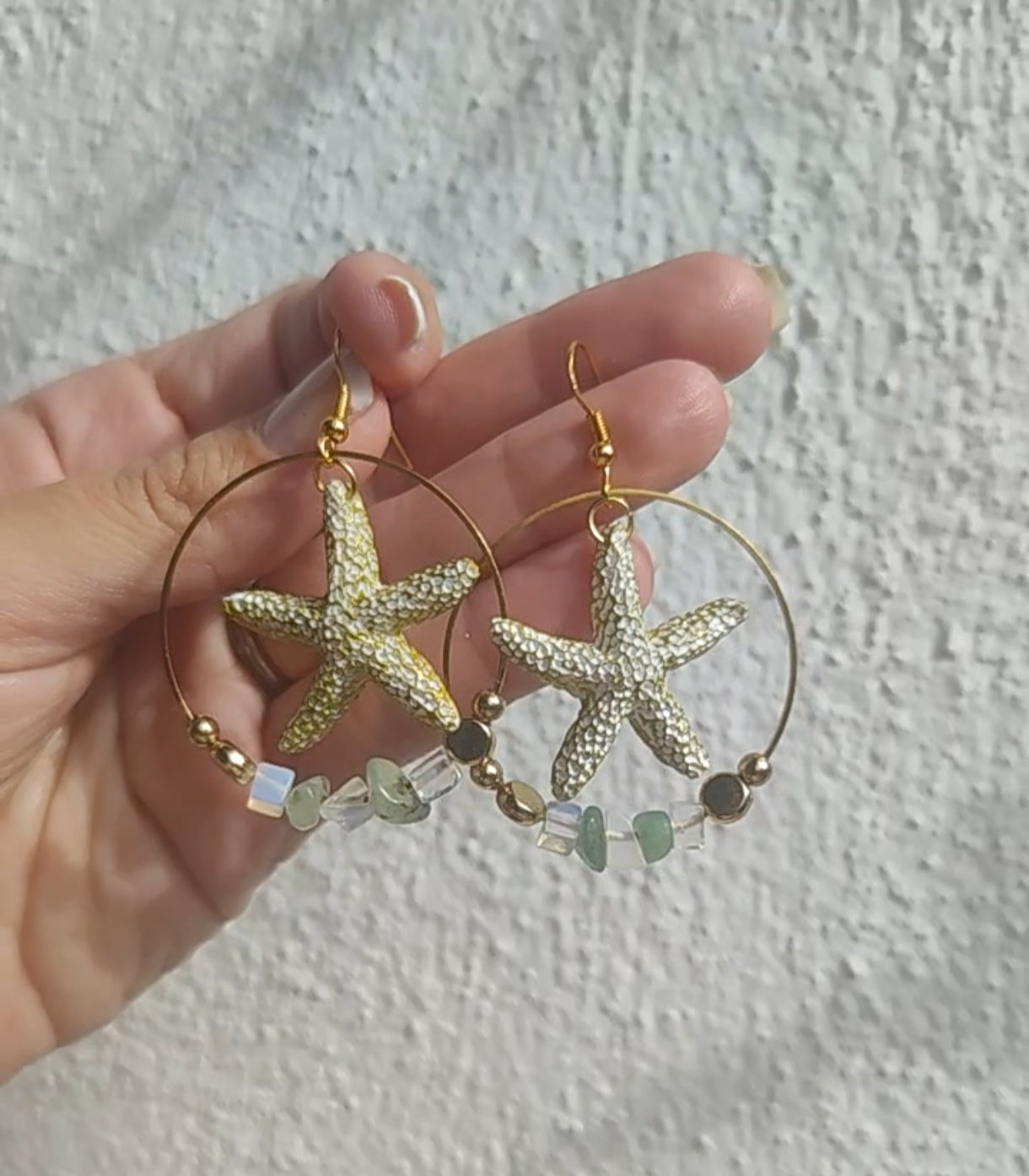 Pendientes de estrellas y piedras naturales