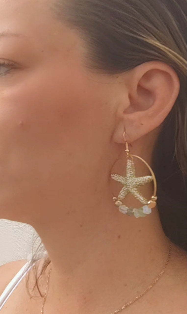 Pendientes de estrellas y piedras naturales